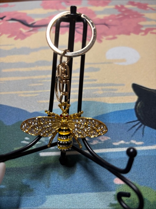 Accessories - Gold & Yellow Bee Crystal Keychain